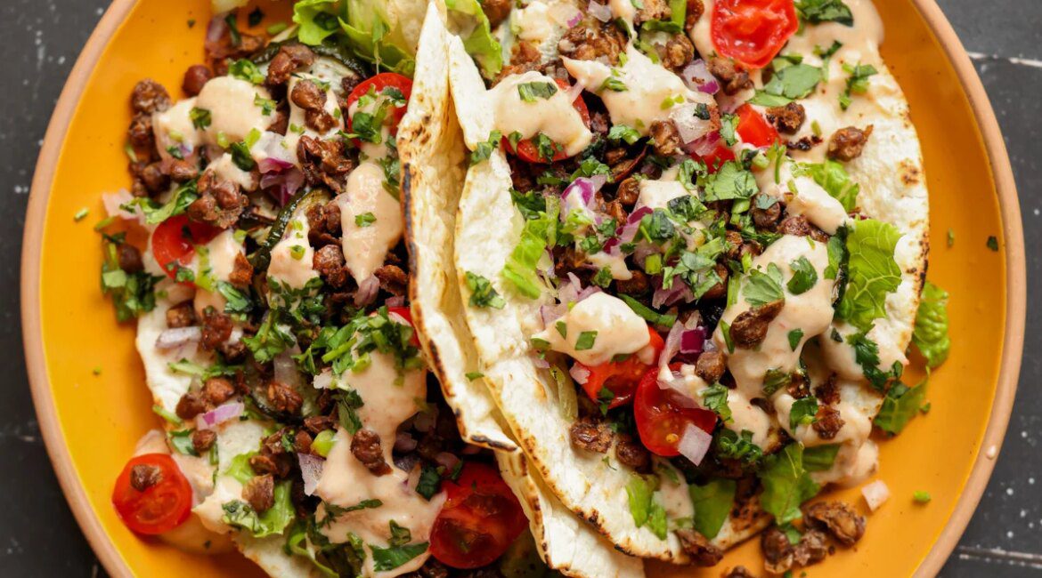 Chipotle Whipped Tofu with Crispy Lentils and Roasted Zucchini