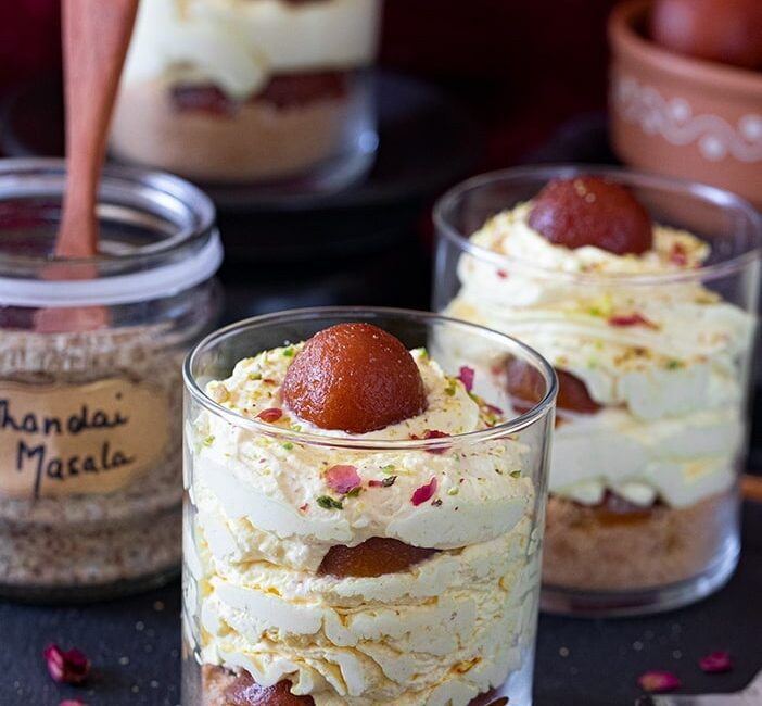 Thandai Mousse Gulab Jamun Cups