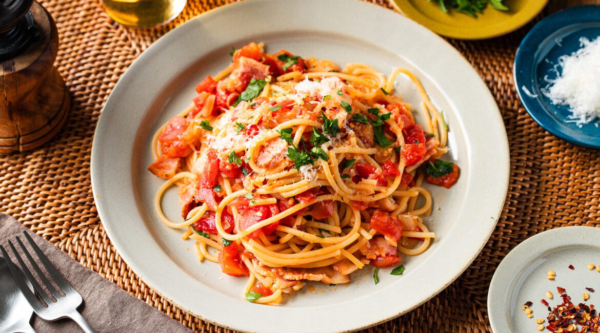 Tomato Bacon Pasta • Just One Cookbook